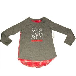 Wisconsin Badgers Womens Long Sleeve Shirt sz. Small Grey Red New Ncaa Plaid